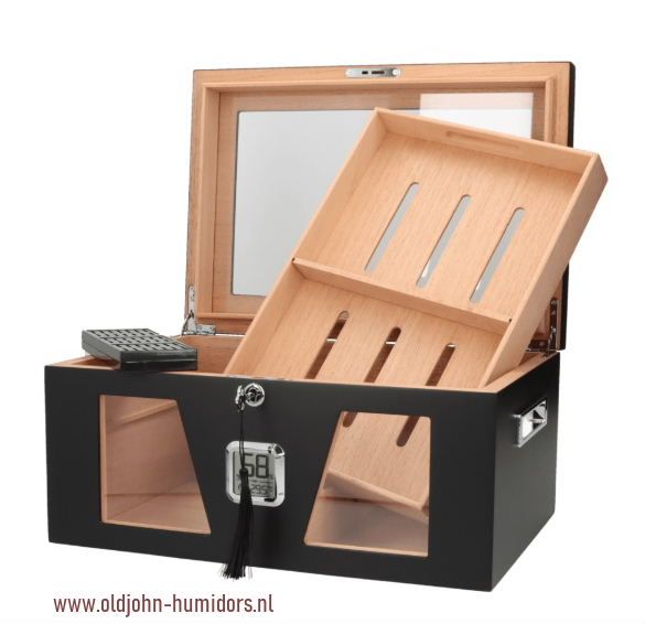 H11 humidor zwart - glas - tray -slot-digitaal