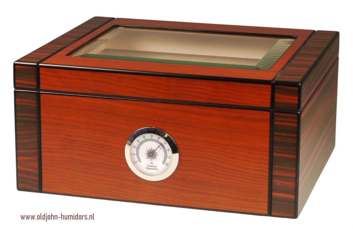 H13 Humidor merk Passatore - Black/red -met glas