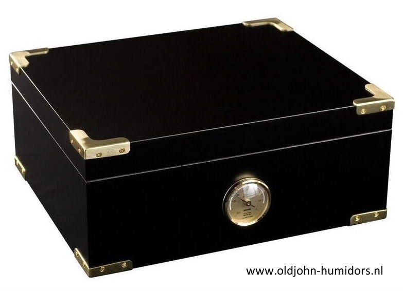H150 Humidor Adorini Modena DeLuxe  geschilderde zwarte lak via Old John Humidors