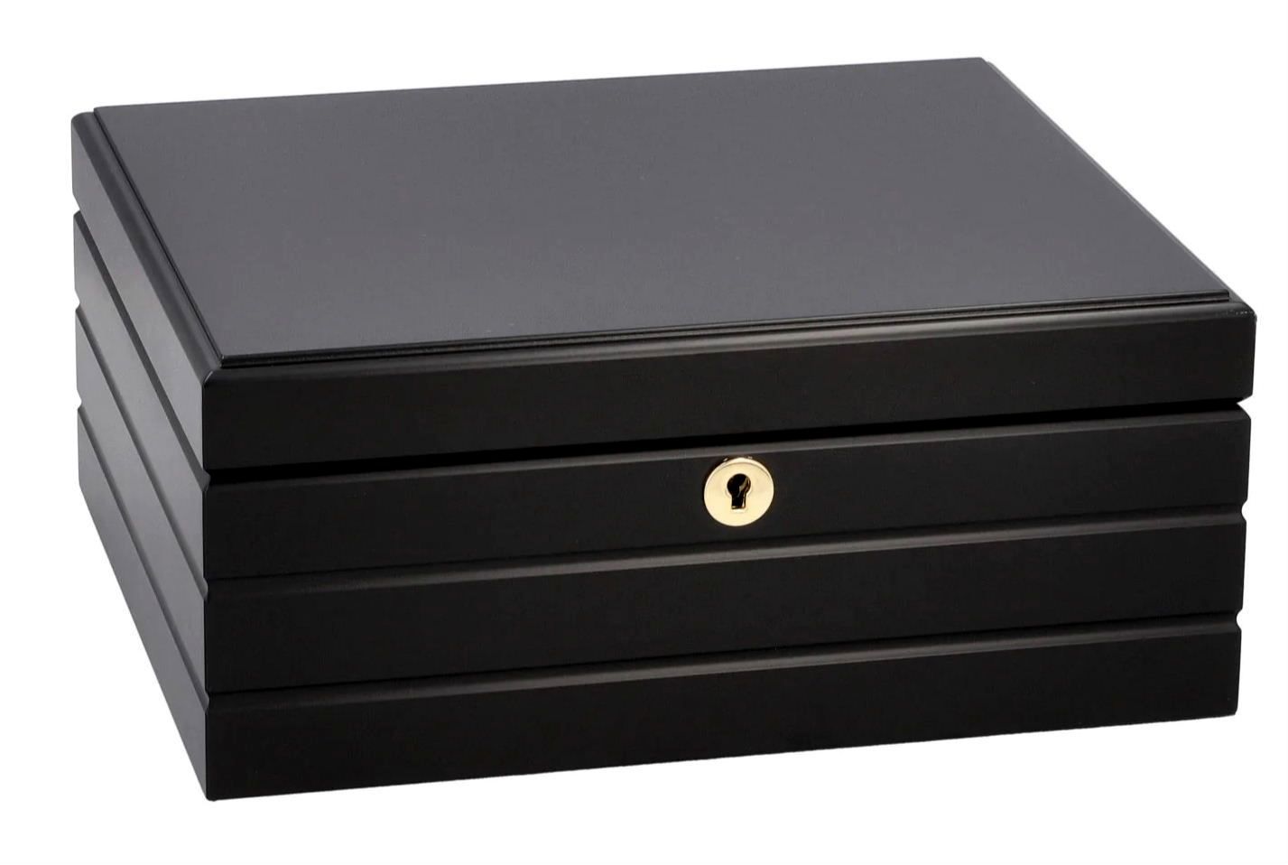 H153 Humidor Adorini Firenze DeLuxe zwart, meerdere laklagen verkoop via Old John Humidors