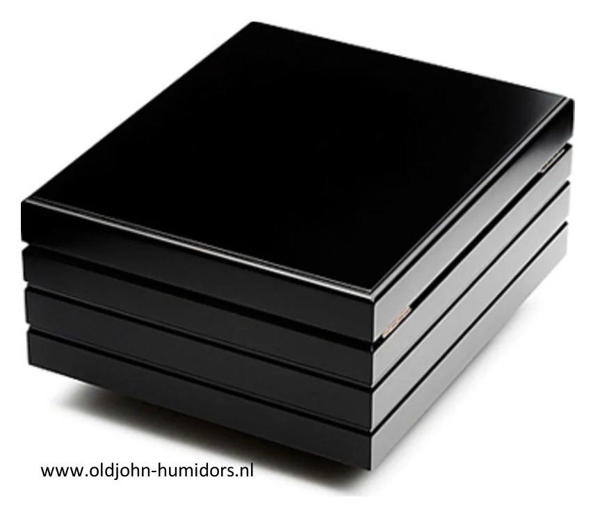 H153 Humidor Adorini Firenze DeLuxe  zwart, meerdere laklagen verkoop via Old John Humidors
