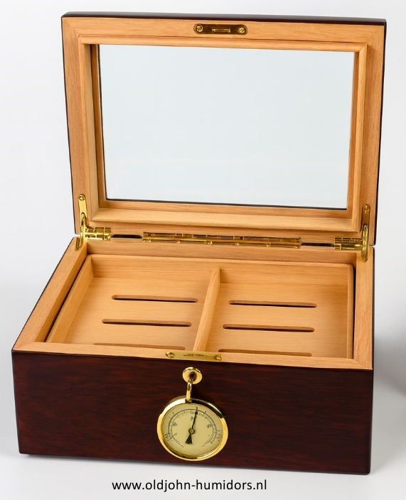 Humidor Bubinga Veneer Glass Top 100 sigaren | Old John Humidors