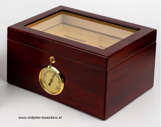Humidor Bubinga Veneer Glass Top 100 sigaren | Old John Humidors