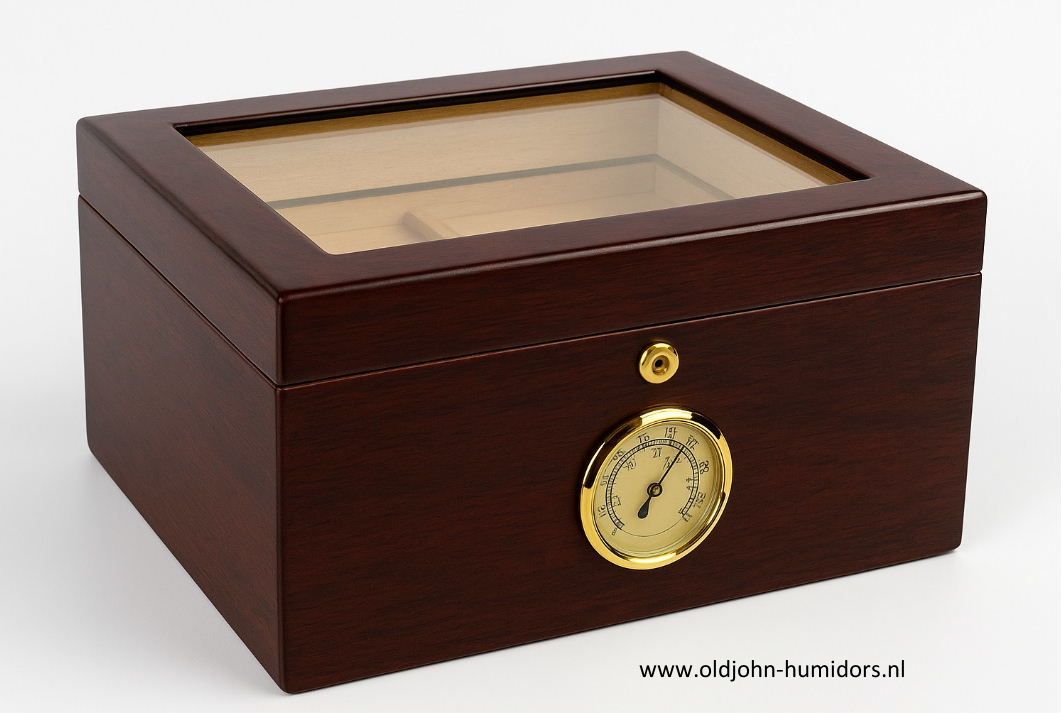 Humidor Bubinga Veneer Glass Top 100 sigaren | Old John Humidors