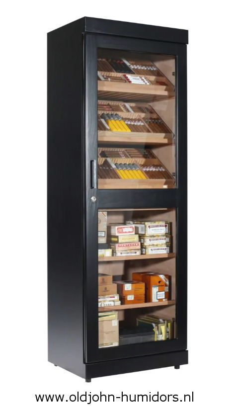 humidor kabinet kast Adorini Roma Black  zwart, meerdere lagen lak