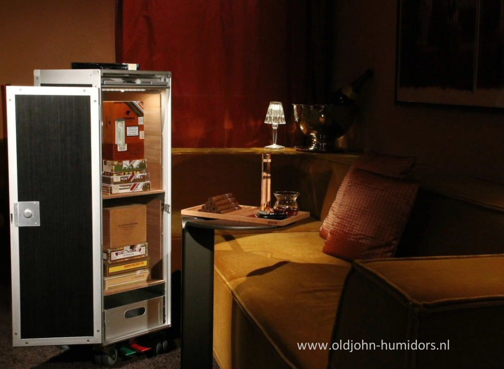 H206 Adorini Trolley Cabinet Humidor Black Old John Humidors