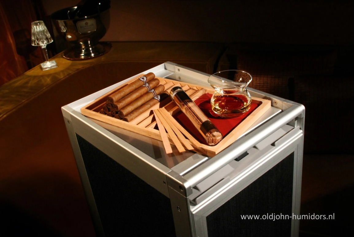 H206 Adorini Trolley Cabinet Humidor Black Old John Humidors