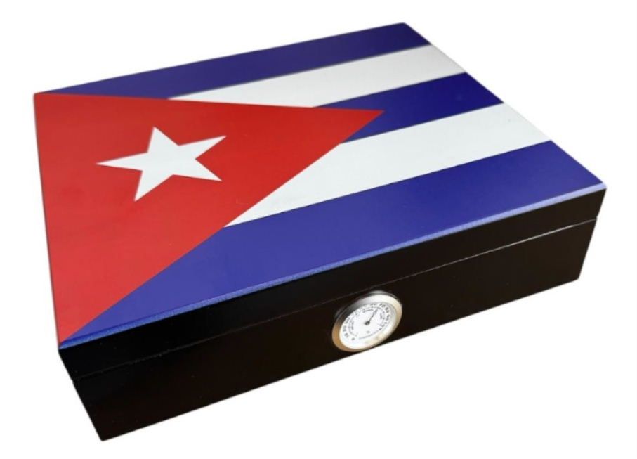 Humidor met Cuba Vlag - hygrometer aan buitenzijde afleesbaar | Old John Humidors