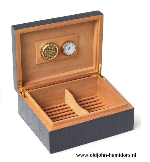 H40 Angelo Humidor Croco Black High Gloss 55 sigaren.| Old John Humidors