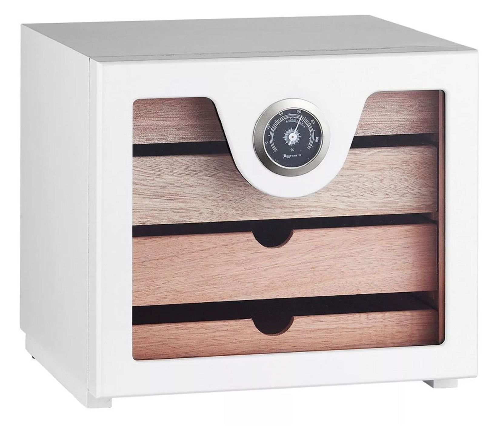 humidor kabinet met 4 laden wit en zwarte hygrometer