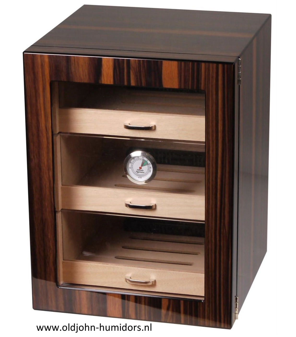 humidor kabinet 3 laden makassar fineer voor 120 sigaren