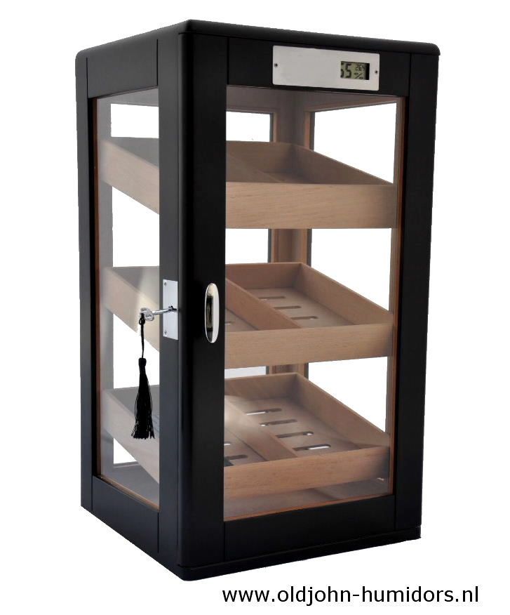 KABINET HUMIDOR MET 4 RUIME LADEN - BURL GEFINEERD