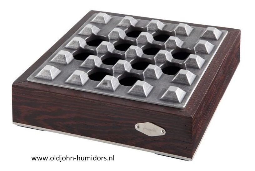 SAB07 Angelo merk Sigaarasbak Hout en metaal groot 18 x 18 x 5 cm - verkoop via www.oldjohn-humidors.nl