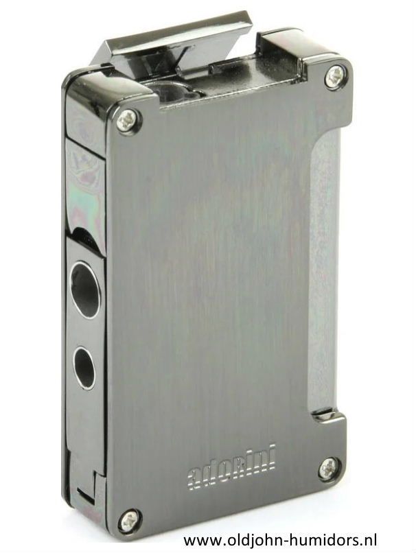 Adorini Sigaaraansteker jetflame zilver gun met 2 sigarenboortjes SAS10