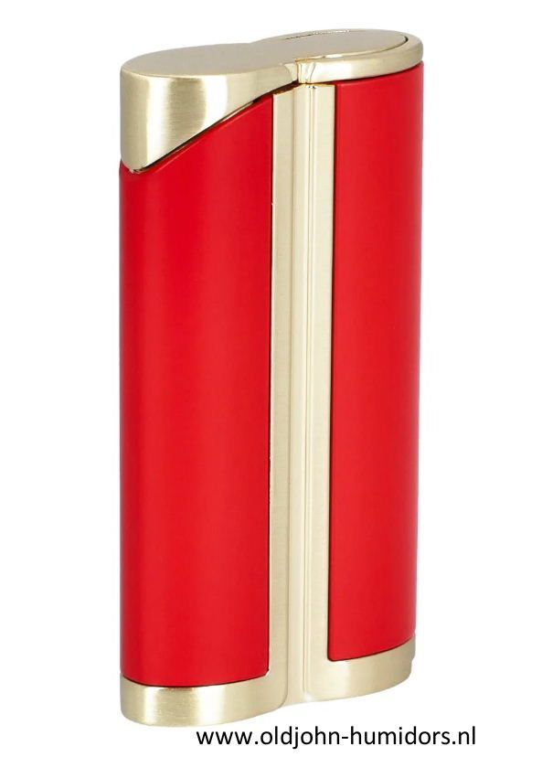 Adorini Curve Jetflame Sigaaraansteker red satin gold met sigarenboor SAS26