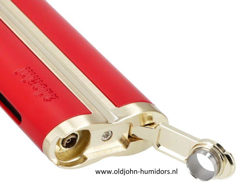Adorini Curve Jetflame Sigaaraansteker red satin gold met sigarenboor SAS26