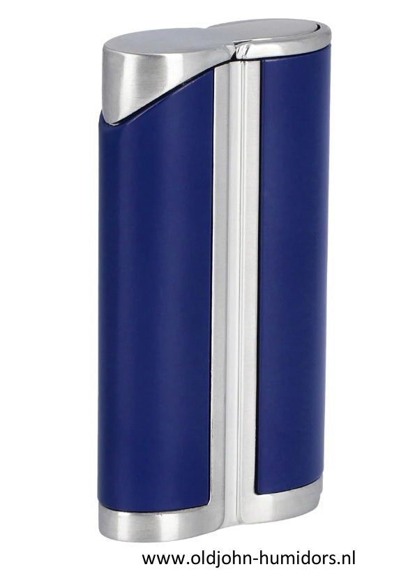 Adorini Curve Jetflame Sigaaraansteker blue satin silver met sigarenboor SAS27