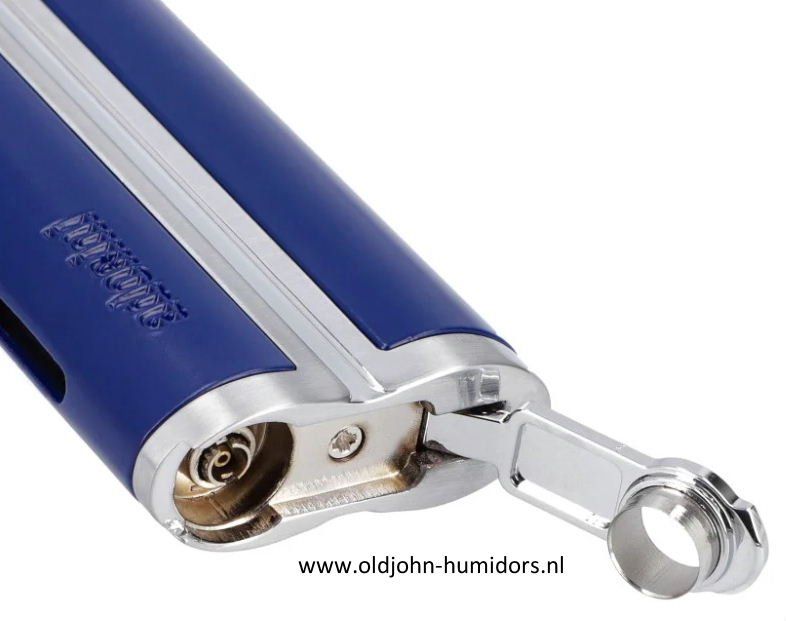 Adorini Curve Jetflame Sigaaraansteker blue satin silver met sigarenboor SAS27
