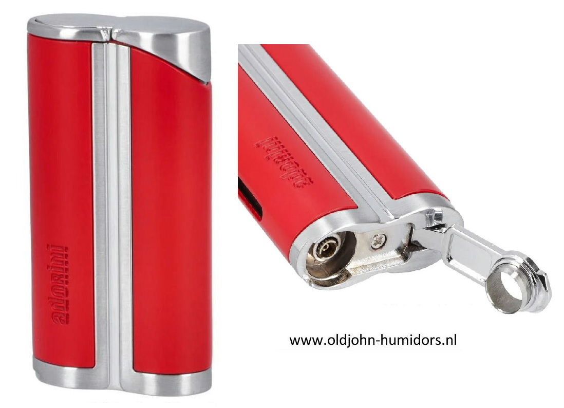 Adorini Curve Jetflame Sigaaraansteker blue satin silver met sigarenboor SAS27