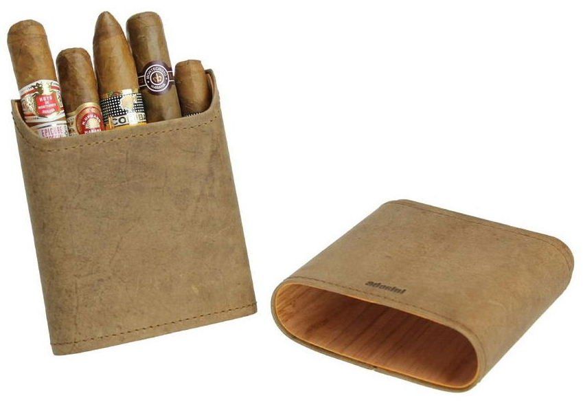Adorini sigarenkoker bruin suede leer 3 tot 5 sigaren SK05