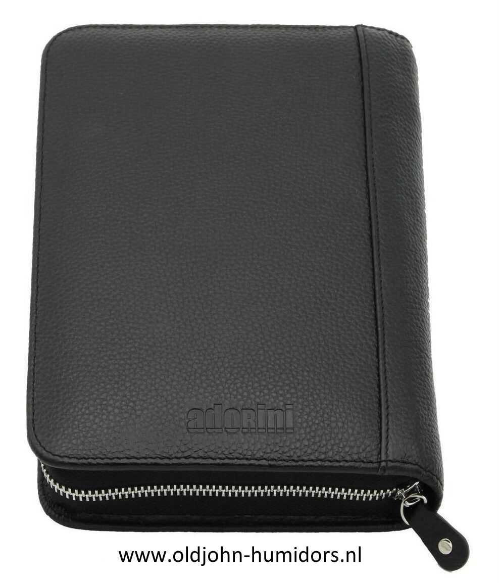 Adorini sigarentas etui zwart, echt leer voor sigaren en accessoires S11394