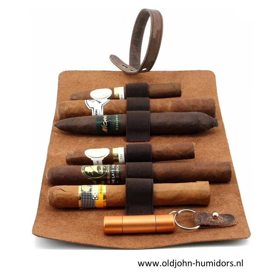 Adorini sigarentas etui zwart, echt leer voor sigaren en accessoires SK13741