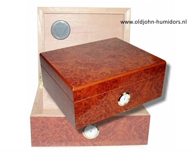 H49 Humidor Angelo. Ambonia Burl Finish. Sigarenkist