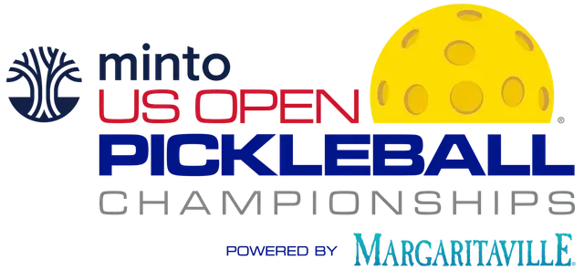 Minto US Open Pickleball Championship logo with yellow pickleball and Margaritaville branding