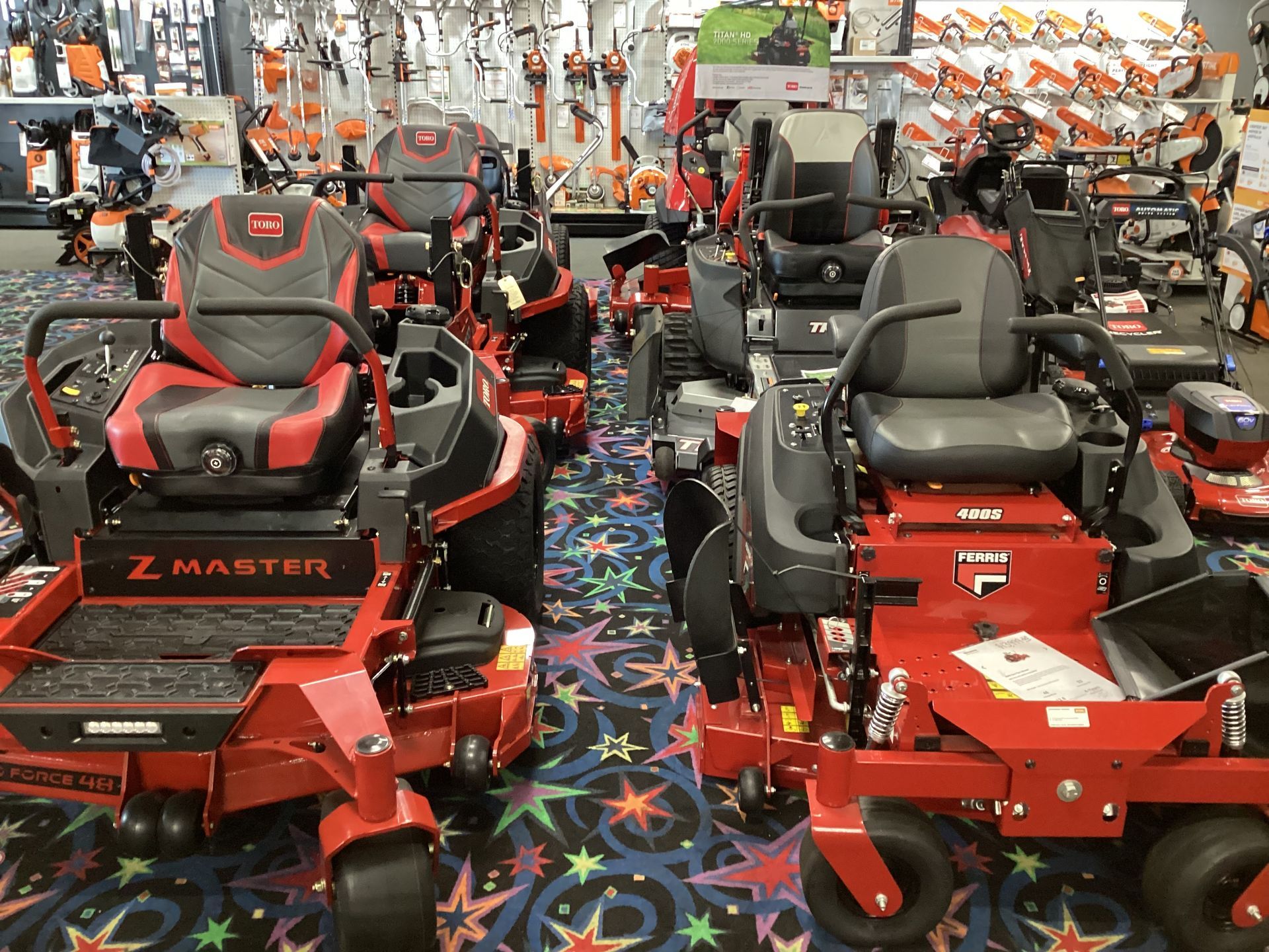 A Bunch Of Bushranger Lawn Mower On Display In A Store — Whitsunday Mowers In Proserpine, QLD