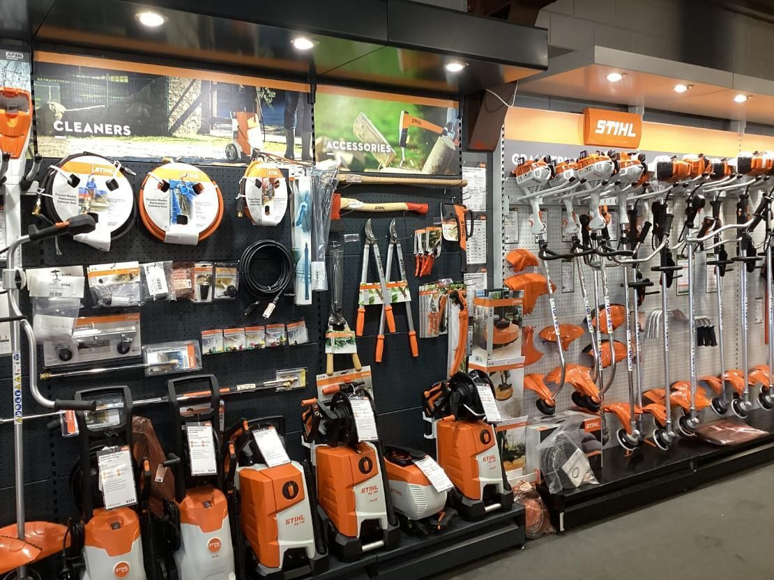A Store Filled With Lots Of Stihl Tools And Equipment — Whitsunday Mowers In Cannonvale, QLD
