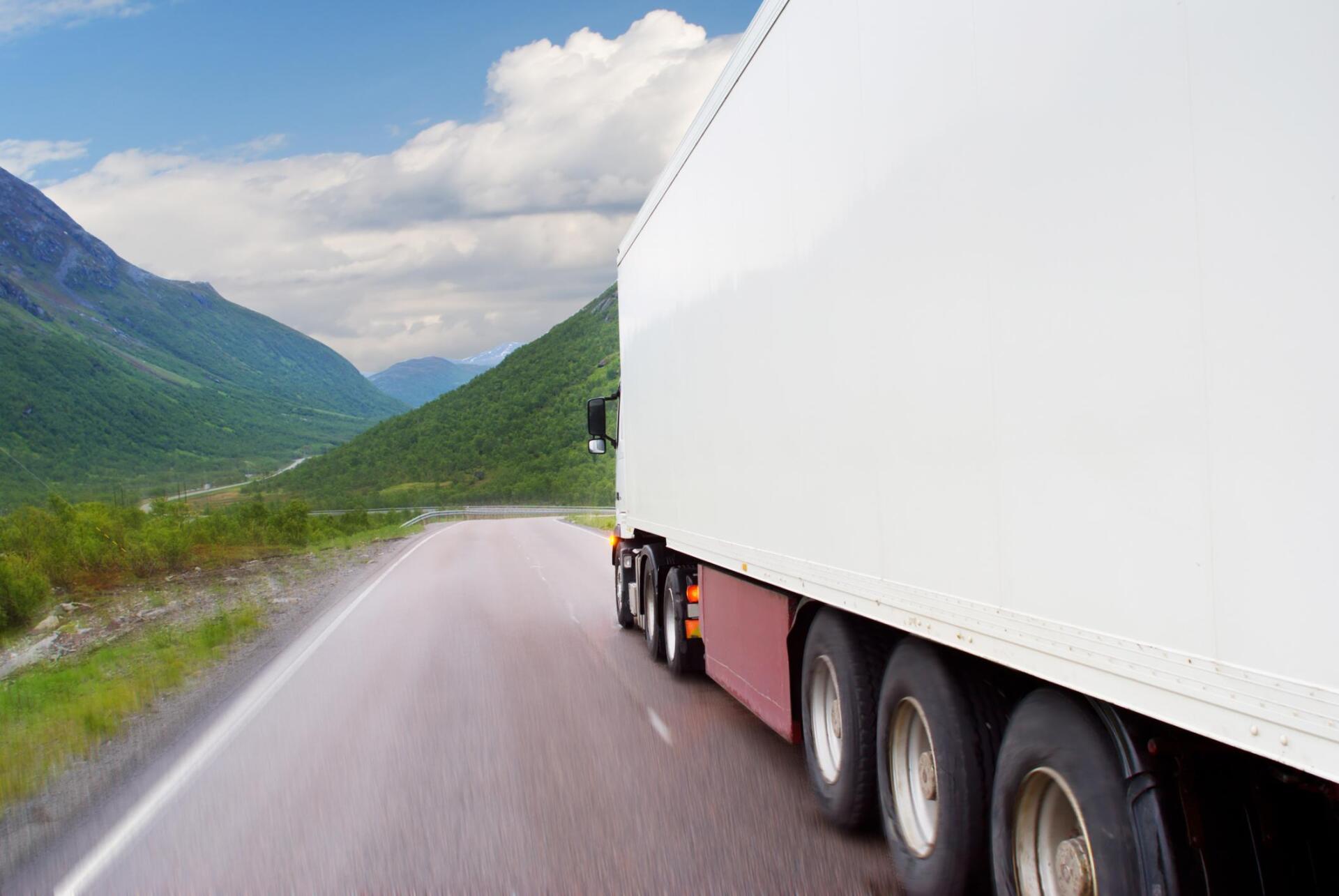 trailer truck in the road