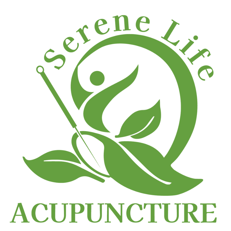A green logo for serene life acupuncture