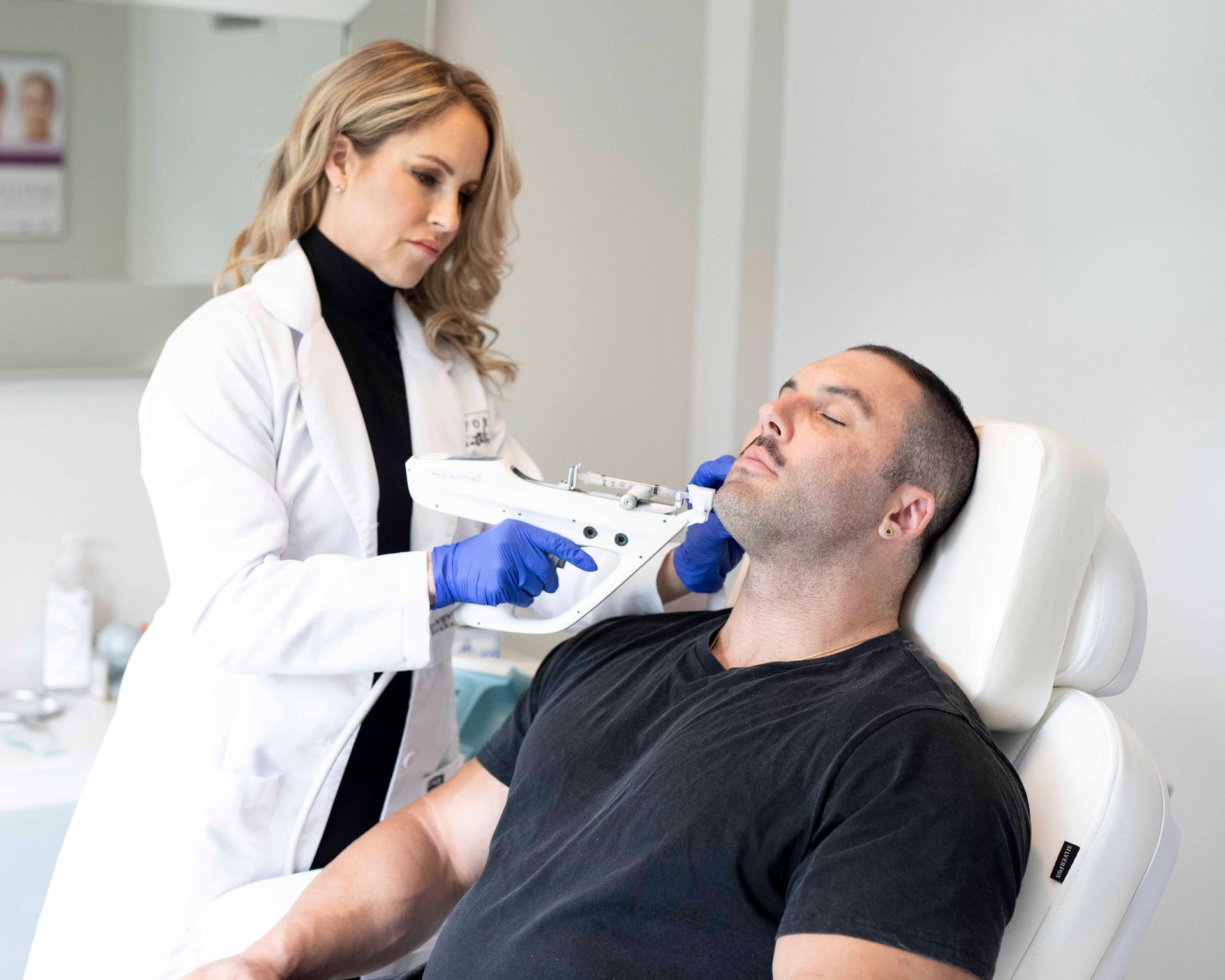 woman getting microneedling done