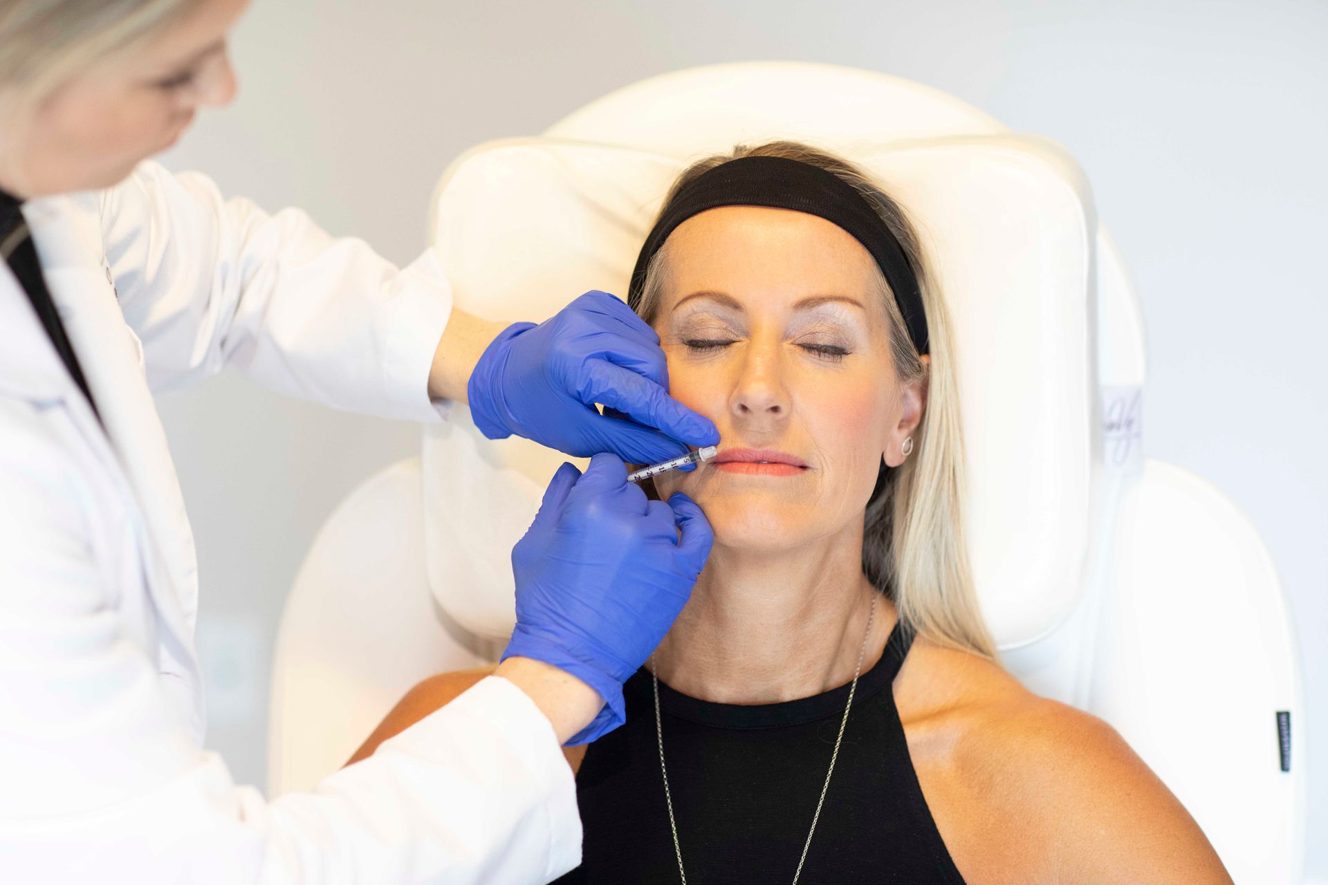 woman getting botox injection