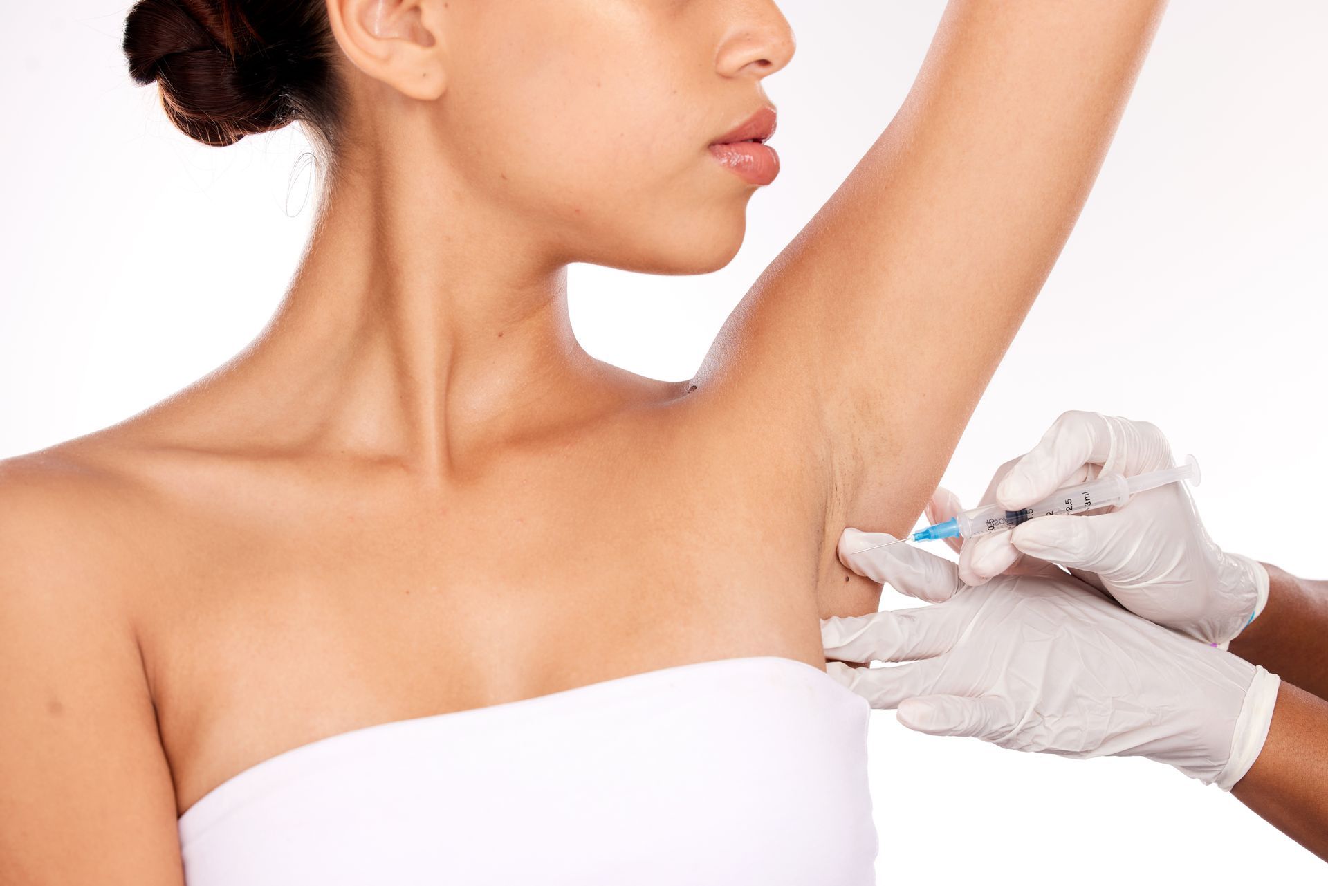 man getting botox under arm
