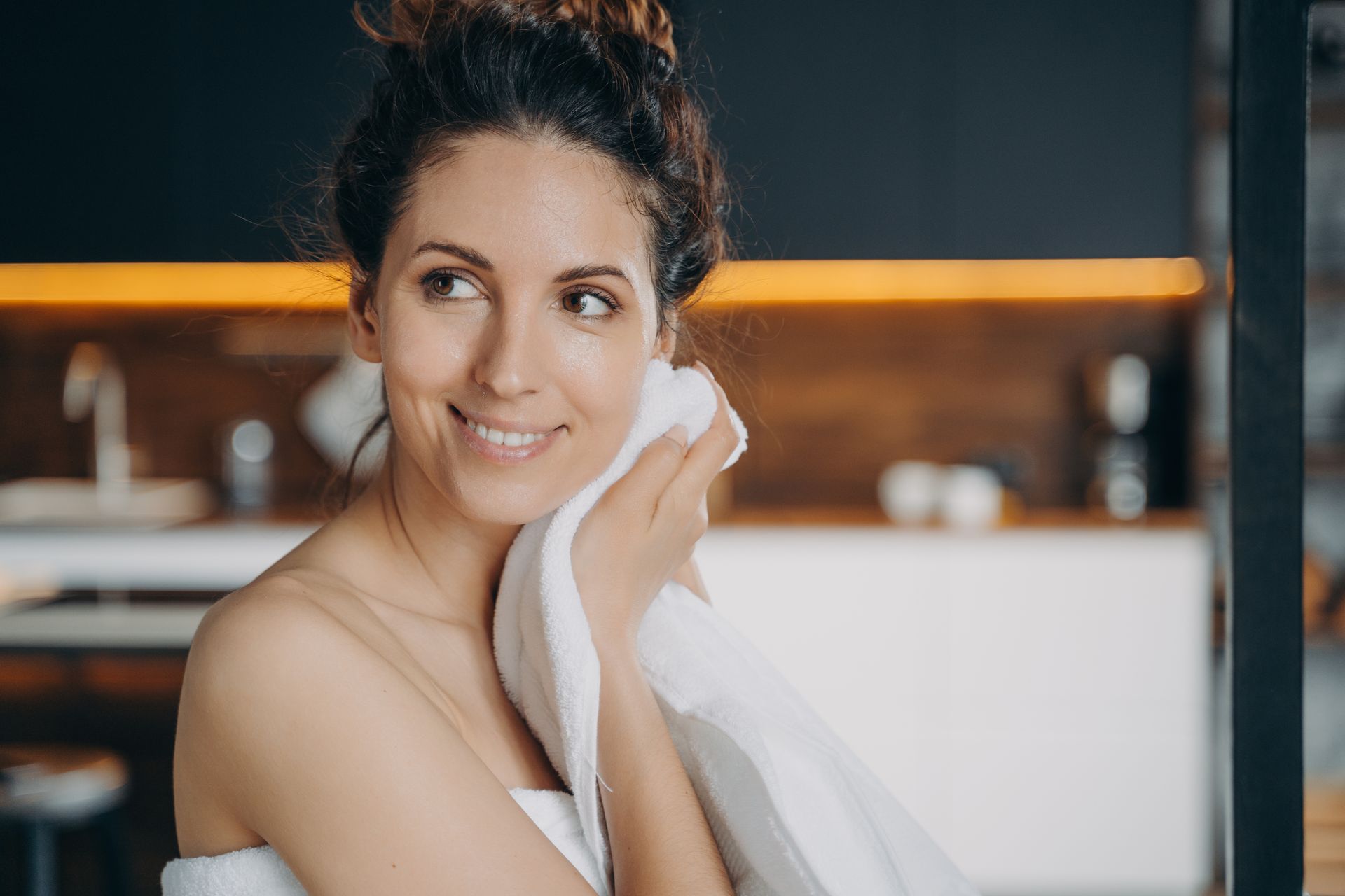 woman shaving moustache