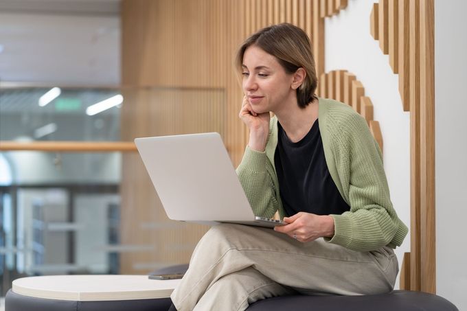 woman working on laptop