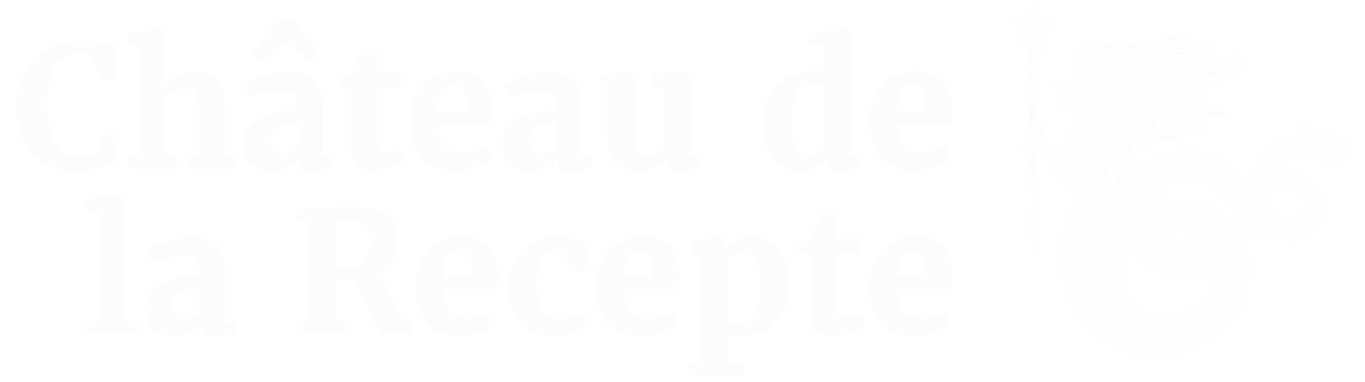 To the home page Château de La Recepte logo in white.