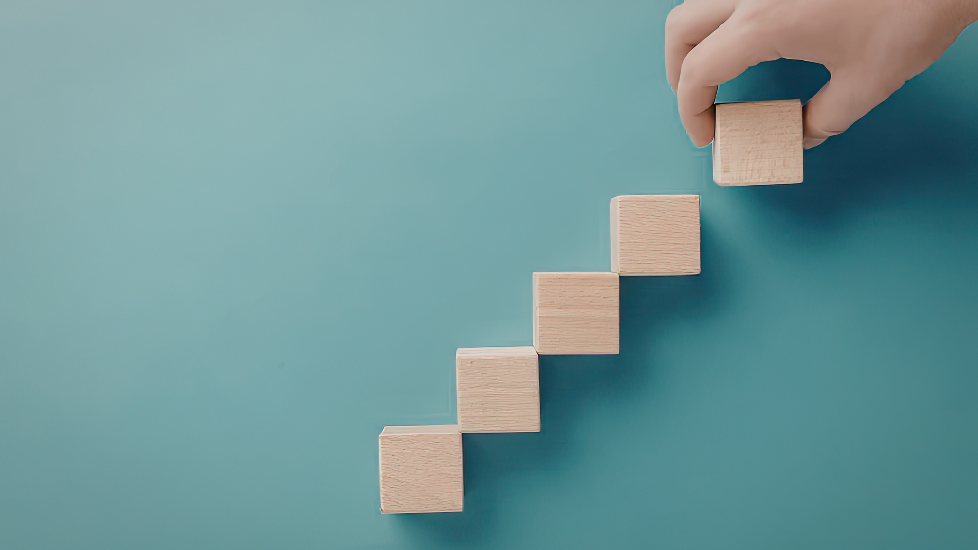 Wooden blocks arranged like ascending steps