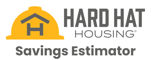 Hard Hat Housing logo with a yellow hard hat and house graphic, text reads