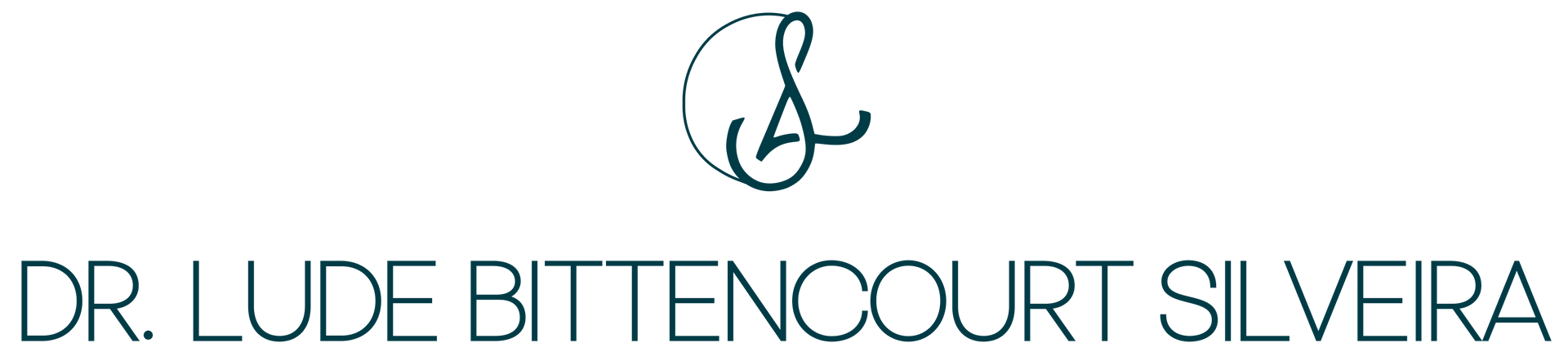 Logotipo com “LB” estilizado em azul-petróleo e o texto “DR. LUDE BITTENCOURT SILVEIRA” em azul acinzentado.