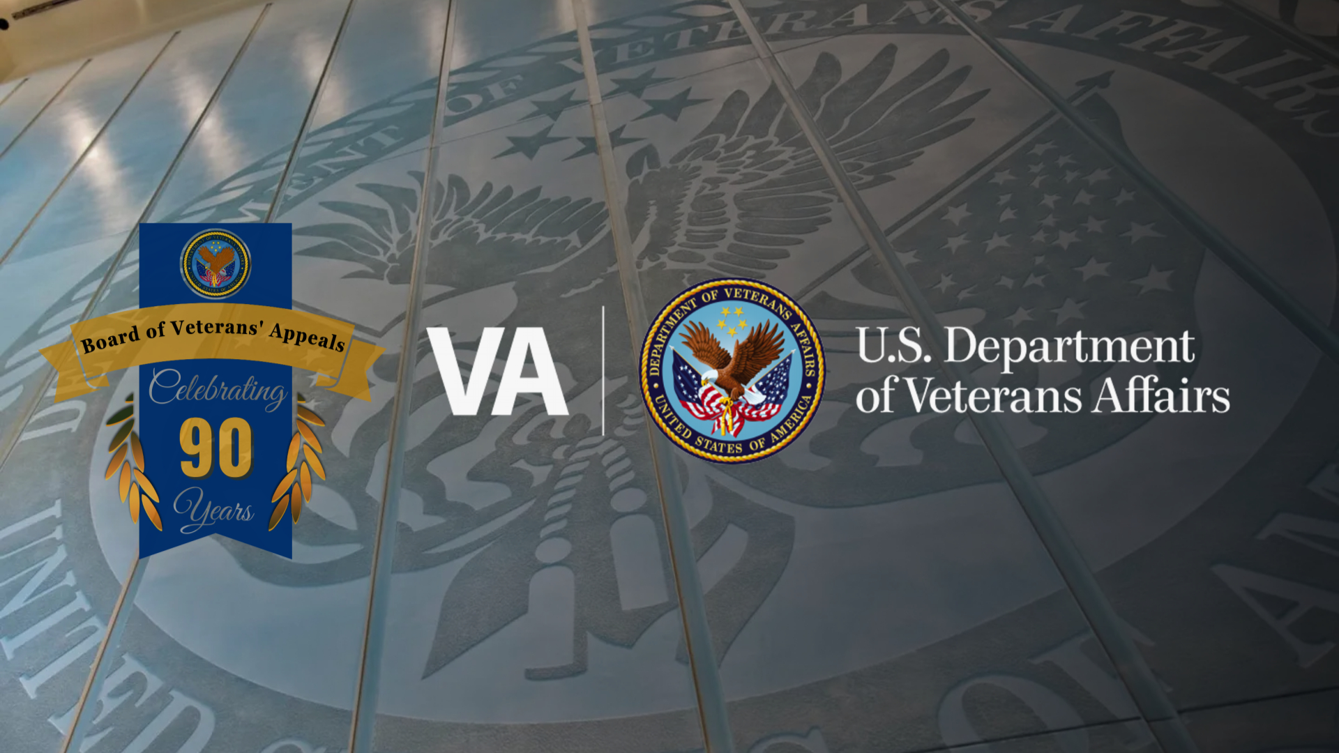 VA and U.S. Department of Veterans Affairs logos over a blue-gray emblem background