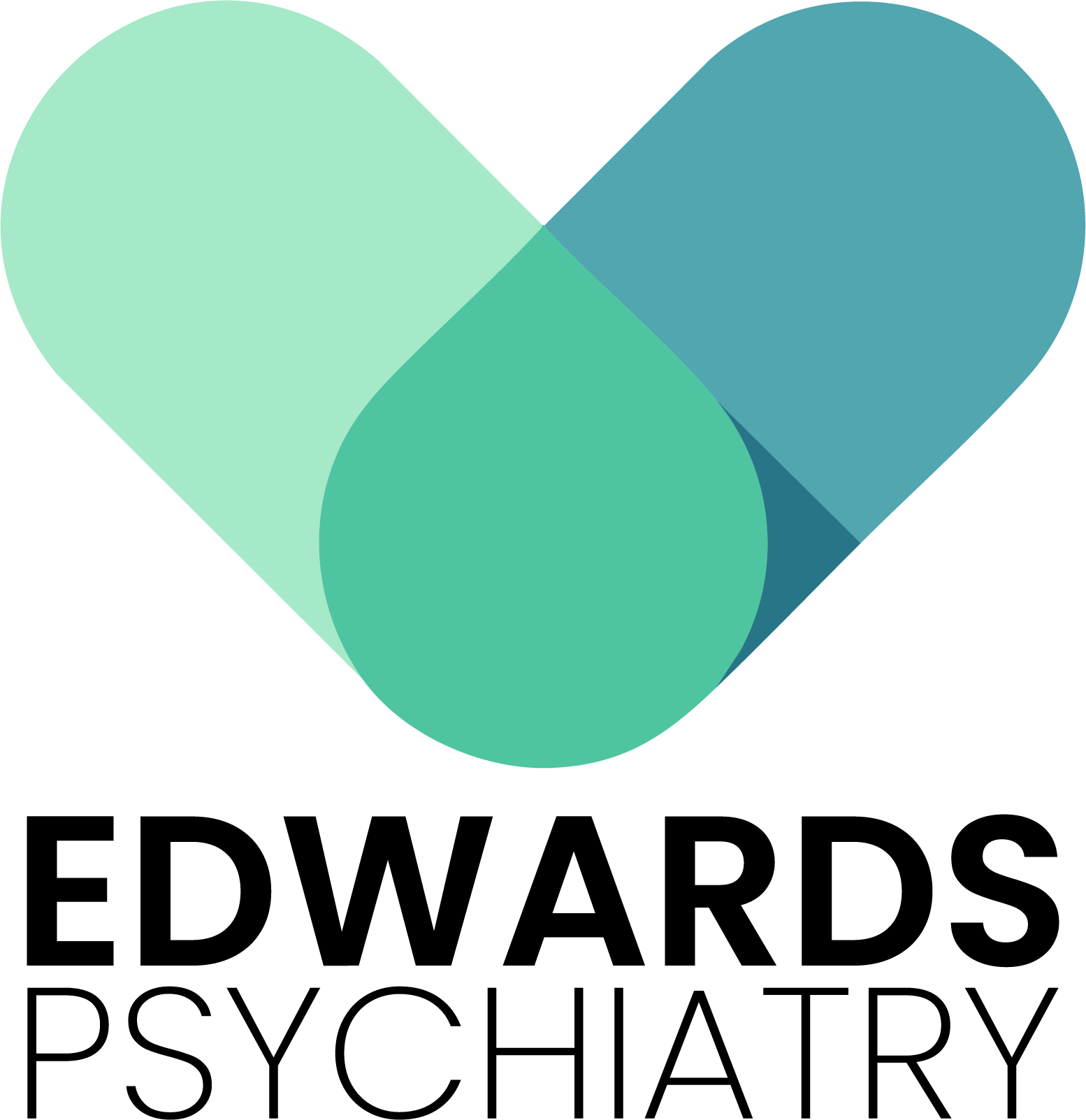 Logo: Heart-shaped design in shades of blue and green above the text
