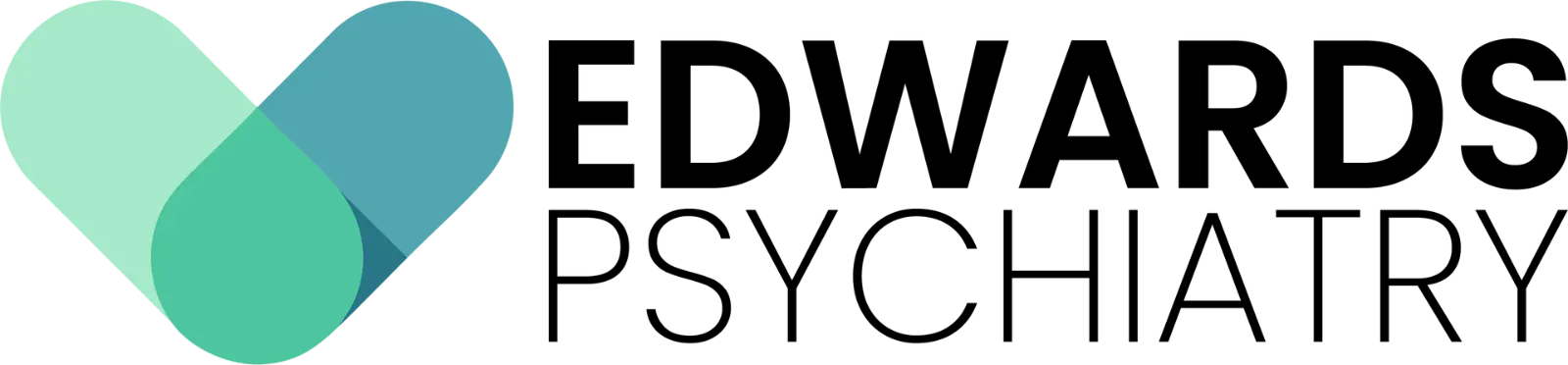 Edwards Psychiatry logo with teal and green heart icon and black text on a white background