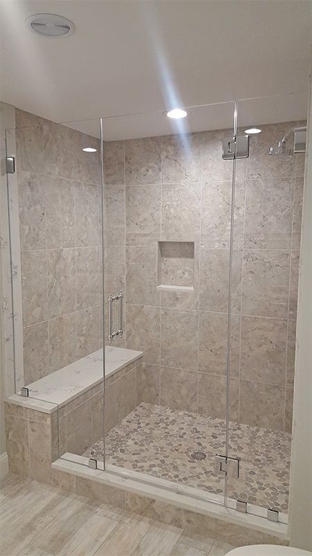 new shower door in bathroom
