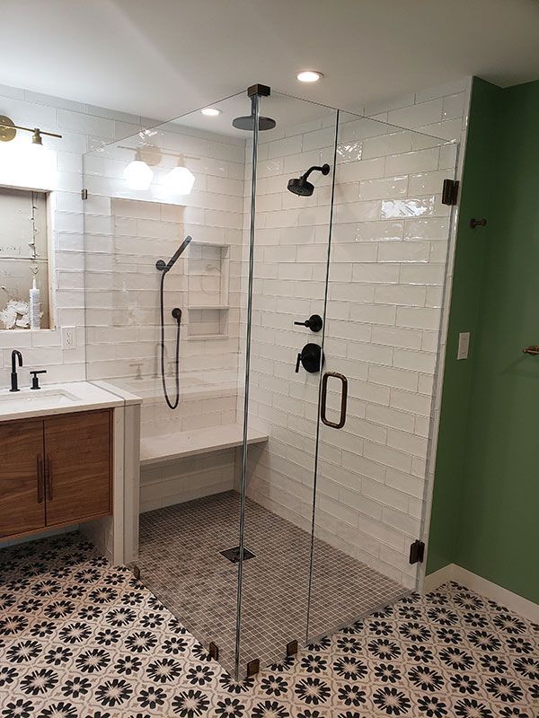 new shower door in bathroom