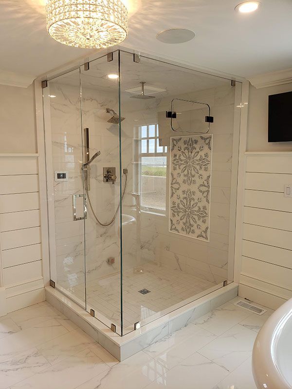 new shower door in bathroom