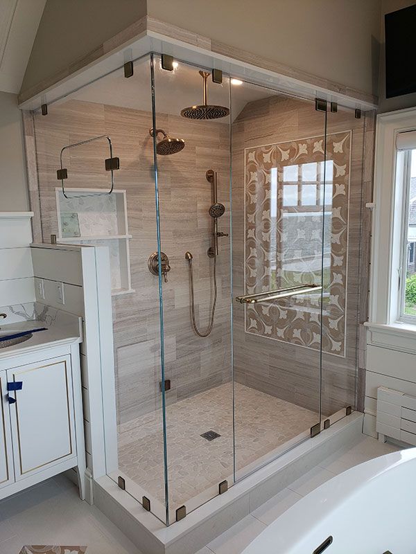 new shower door in bathroom
