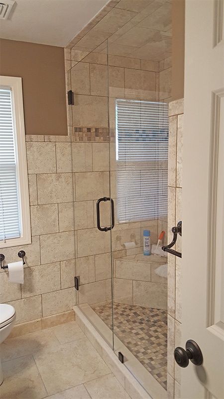 new shower door in bathroom
