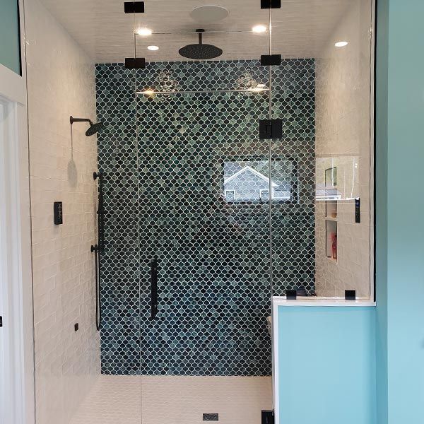 new shower door in bathroom